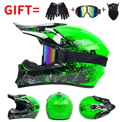 Motorcycle Safety Supplies – Go-Kart Downhill Bicycle Helmets - green-00-exclusive-for-foreign-trade-includes-three-piece-gift-set-s-55-56-head-circumference