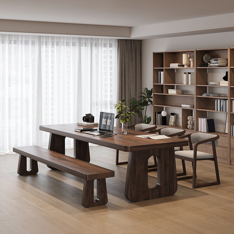 South American Walnut Wood Large Desk and Dining Table, Dual-Purpose for Home Use, Study and Reading Table, Living Room Long Table and Chair Workstation South American Walnut Wood Large Desk and Dining Table, Dual-Purpose for Home Use, Study and Reading Table, Living Room Long Table and Chair Workstation
