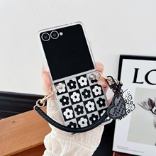 适用三星ZFlip7/6手机壳格子小花折叠屏三星ZFlip5/4/3时尚保护套