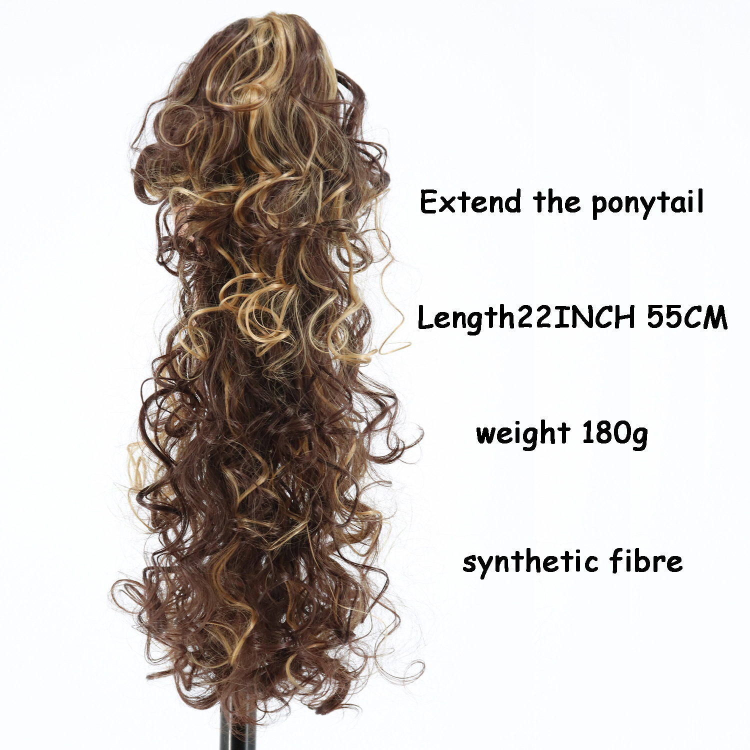 Perruca alta cola de caballo mujer 22 pulgadas clip de garra rizado largo temperamento grande cola de caballo ondulada
