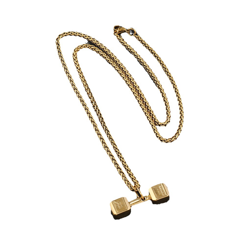 Cross-border fitness mancuerna martillo de fundición de acero inoxidable de la joyería no se desvanece personalidad collar de acero de titanio hip hop 316L colgante