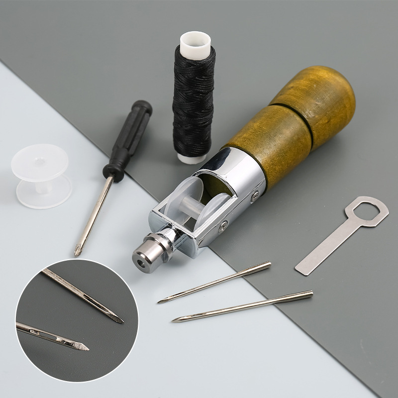 DIY皮雕工具皮革缝纫缝线器 皮革皮艺皮雕塑型器菱斩手缝机穿线器|undefined