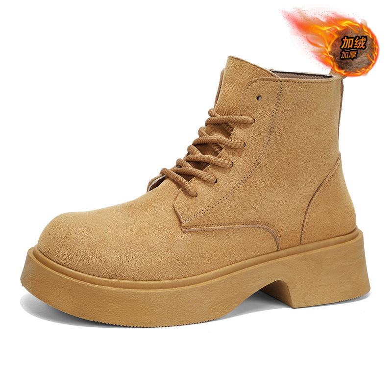 2025 zapatos de hombre de invierno nuevos zapatos de algodón caliente zapatos de cuero de alta altura anti-deslizante botas de Martin