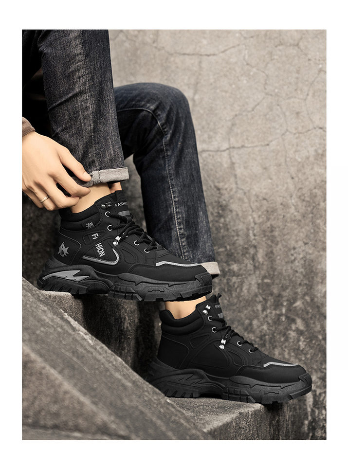 Giày bốt Martin nam cổ cao đế dày chống trơn, giày leo núi da lì lợm phong cách casual — W2161 màu vàng, W2161 màu xanh lá cây, W2161 màu đen chi tiết 13