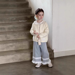 女の子用セーターカーディガン、子供用ニットジャケット、2025年秋の新作、花柄、カジュアル、おしゃれ、女の子、女児、ベビー