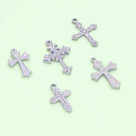 新款跨境热卖不锈钢十字架油压等多种样式吊坠可吊耳环等饰品配件