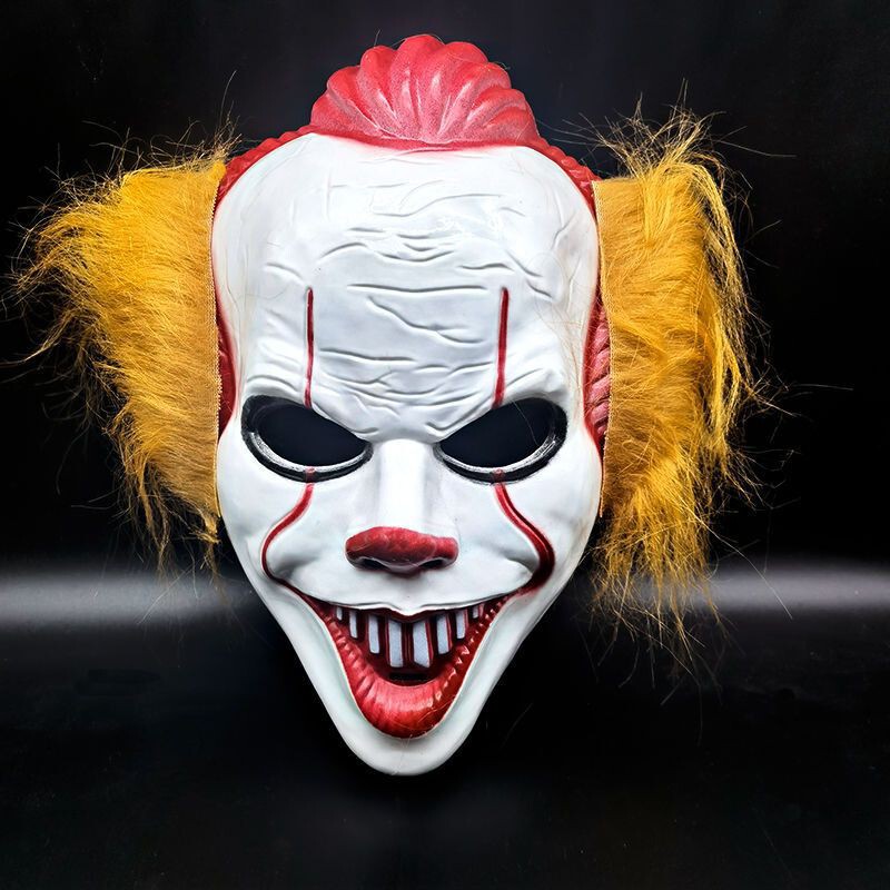 Wenyou Halloween Clown Scary Haunted House Escape Room Cos Halloween Wig Haired Clown Soul Mask