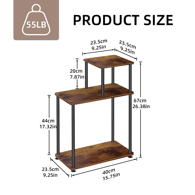 Cross-border Amazon Xiyin Three-layer Storage Rack Display Rack Coffee Table Side Table Bookshelf Metal Frame with Storage Storage