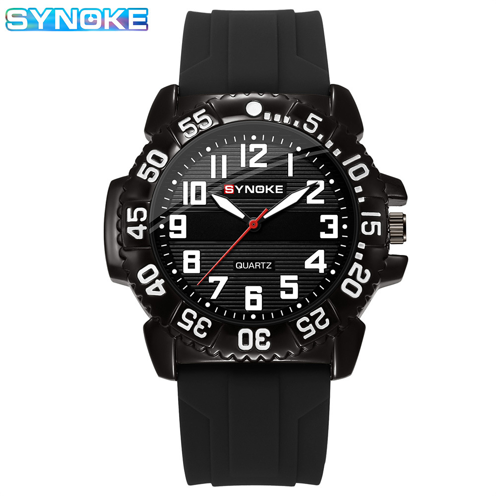 Synoke New Men's Watch Large Digital Dial Sports Retro Silicone Quartz Watch Fashion Student