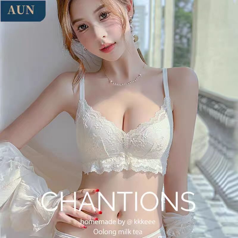 Underwear Women's Summer Thin Large Chest Small Chest Push-Up suit Summer Lightweight No-Rings Sexy Lace Bra