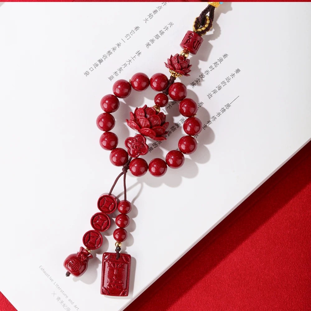 2026 New Model Purple Gold Sand Car Hanging Ornament with Low Content of Cinnabar, Lotus Car Hanging Decoration for Interior Safety