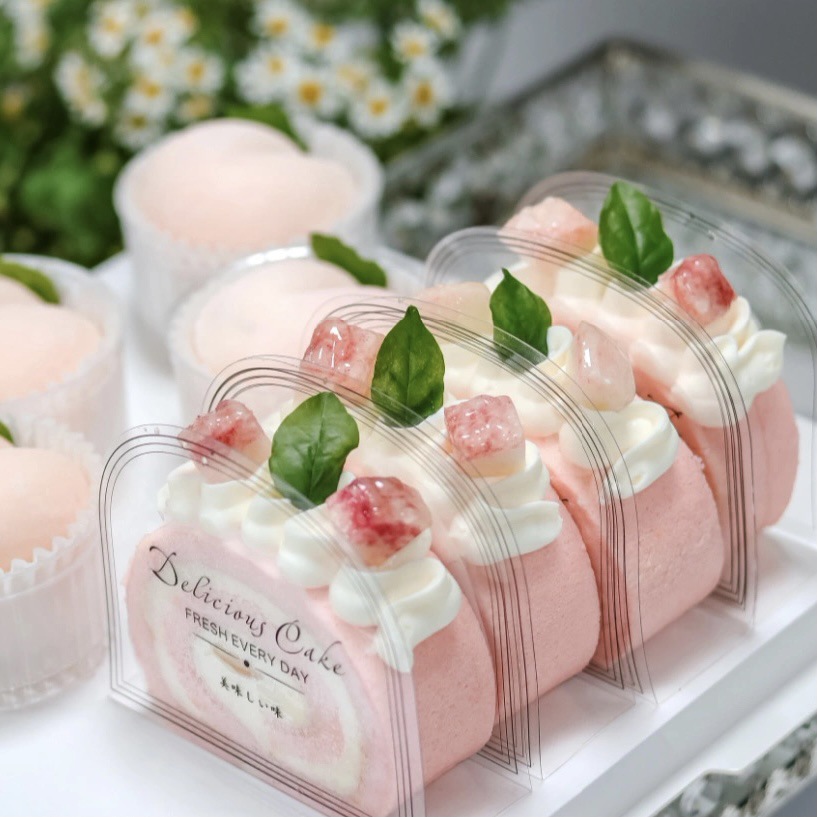 慕斯围边三角蛋糕包装盒瑞士卷切块千层打包盒甜品透明薄片夹边