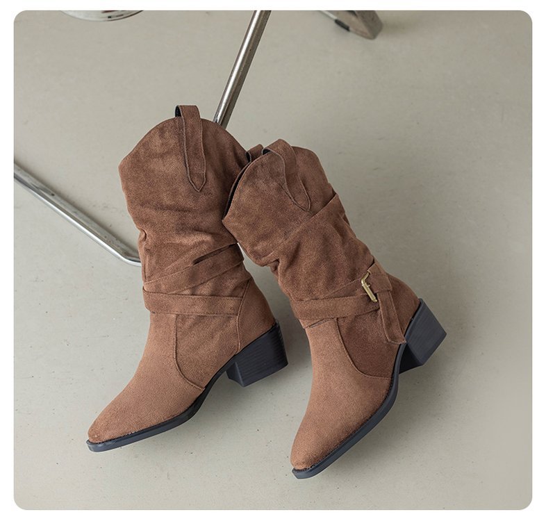 Botas de pila de gran cilindro para mujeres 2026 invierno nuevas botas cortas con botas de calentamiento de terciero botas Martin botas de talón medio grueso zapatos de mujer image 9