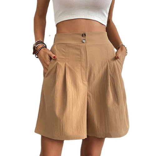 Summer loose wide-leg pants, Western-style casual women's high-waisted wide-leg shorts