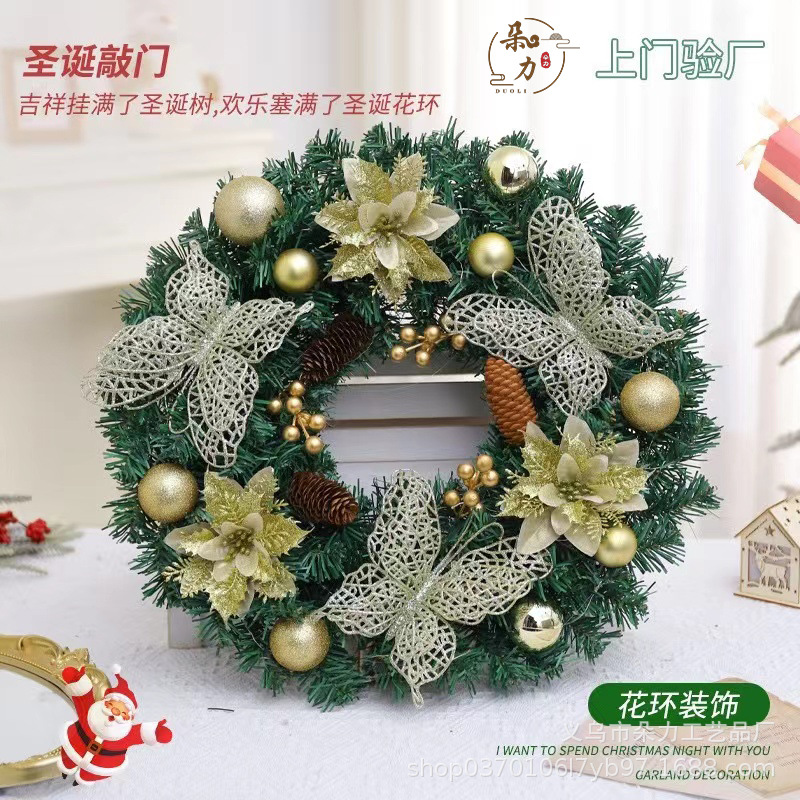 Decoración de coronas de Navidad decoración de Navidad estilo europeo y americano doméstico decoración de Navidad decoración de coronas hechas a mano decoración de escenas