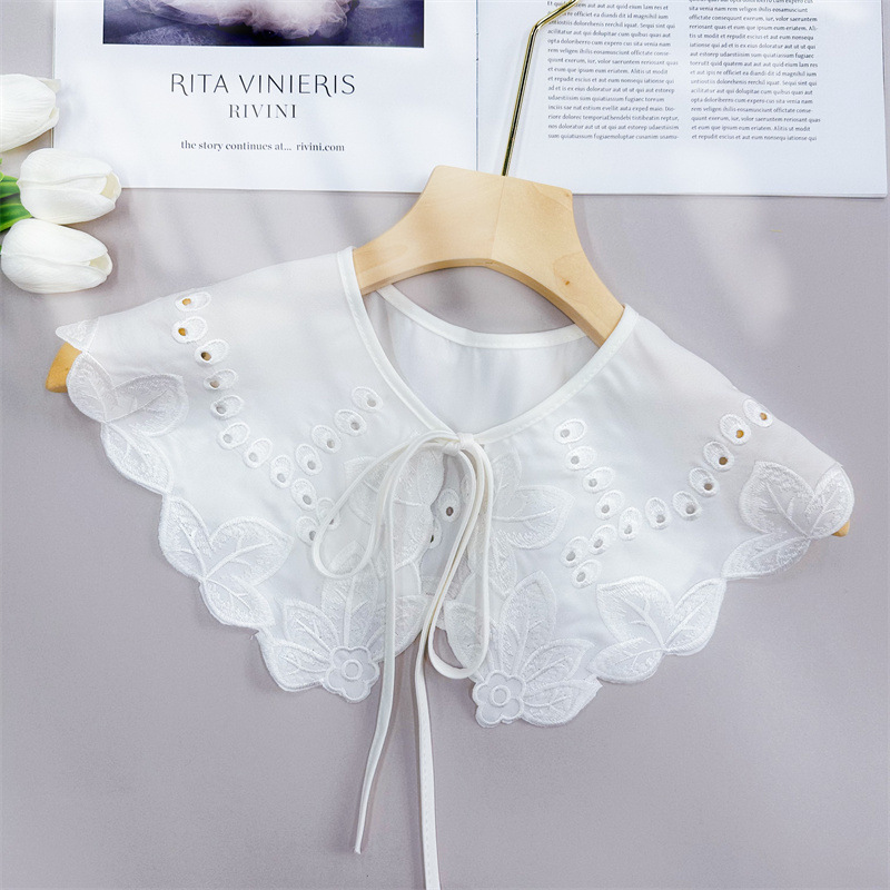 Muñeca coreana de encaje blanco cuello chale con arco con cuello falso del templo occidental Camisas de niños vestidos cuello