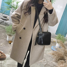 韩版气质显瘦中长款冬装新品毛呢子外套女大衣学生双排扣女式外套