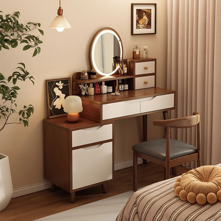 Dressing Small All-In-One Retro New Chinoiserie 2025 New Corner Rental Room Bedroom Storage Desk Bedside Table