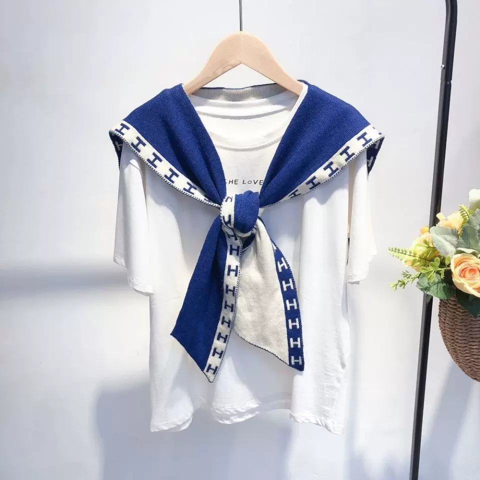 春夏季针织小披肩打结外搭毛线秋冬季网红女搭肩仿羊绒护颈椎围巾
