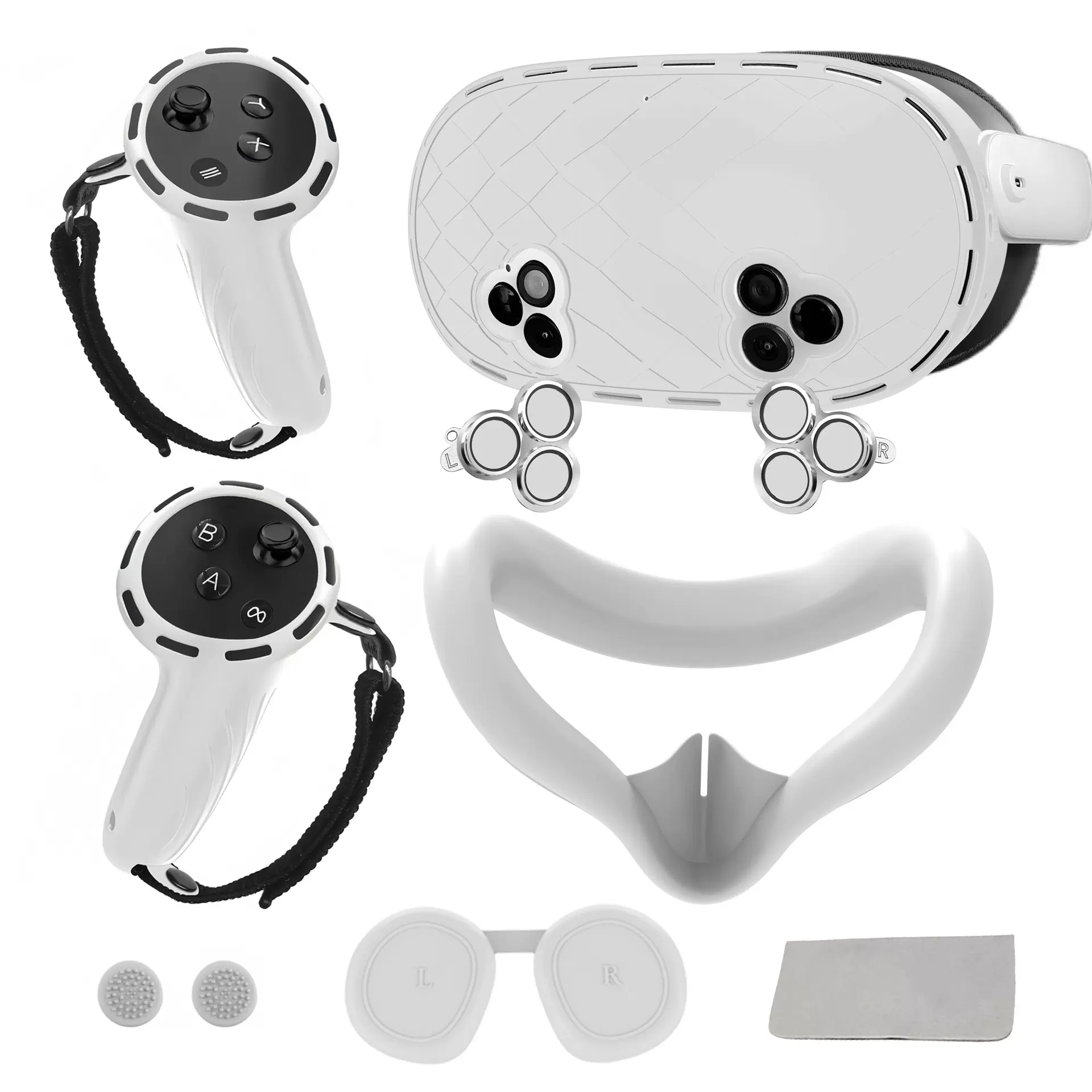 For Quest3S硅胶vr配件防摔保护套手柄套Quest 3S面罩套装七件套