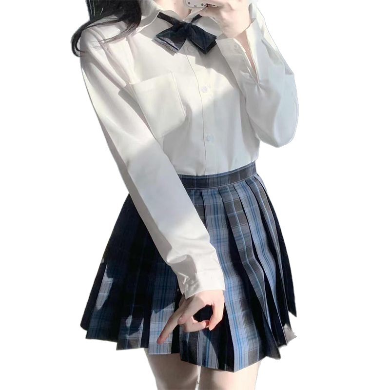日系学院风基础款TR面料jk衬衫奶白色夏季女长袖短袖衬衣百搭校供|undefined