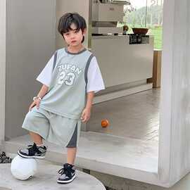 2024夏季新款儿童速干男孩运动背心篮球服男童夏装冰丝套装两件套