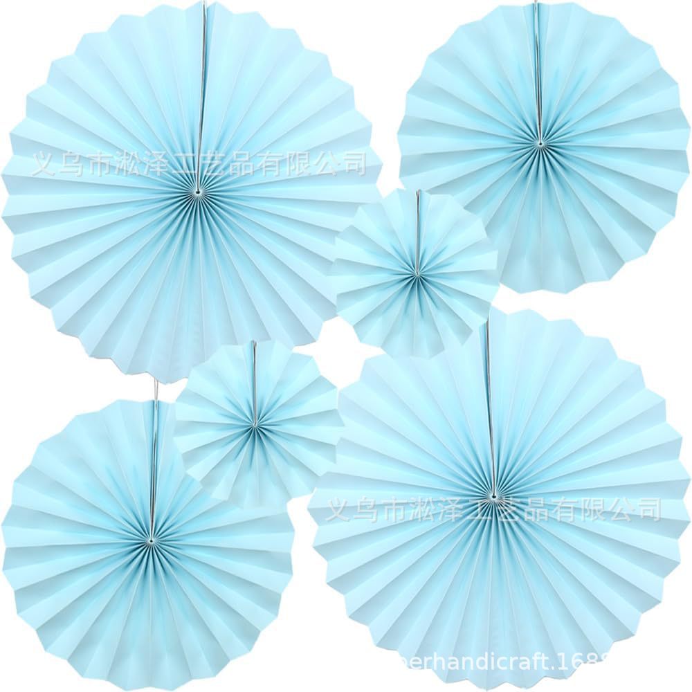 6 un conjunto de ventilador de papel redondo de origami flores festivas decoración de ventanas de bodas de cumpleaños pared de fondo DIY set