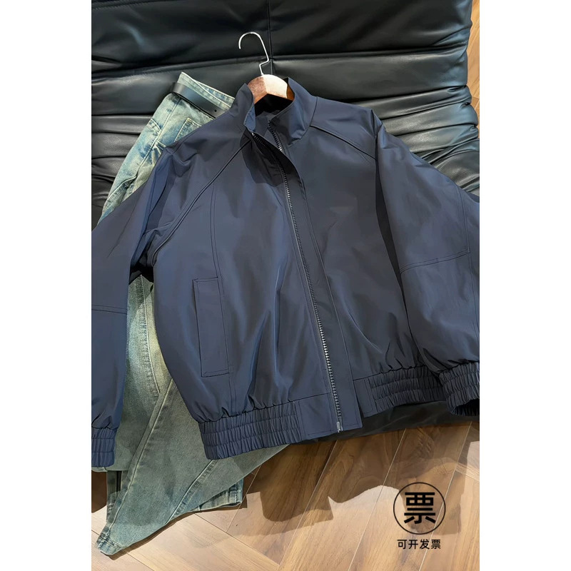 Cleanfit Deconstructed Stand-Collar Bomber Jacket Men's American-Style Short Baseball Jacket Silhouette Straight-Shoulder Workwear Jacket Cleanfit Deconstructed Stand-Collar Bomber Jacket Men's American-Style Short Baseball Jacket Silhouette Straight-Shoulder Workwear Jacket