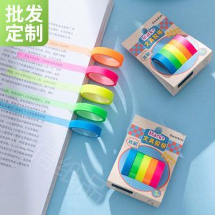 New five-color random tear tape sticky notes solid color transparent hand account index stickers DIY decorative painting boxed wholesale