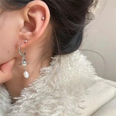 西太后巴洛克珍珠土星水滴耳环甜酷时尚小众轻奢高级感气质耳饰品