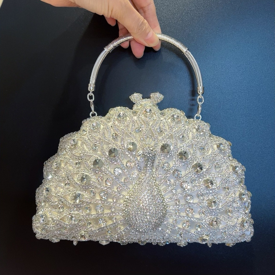 Pavilón grande bolso de cena con diamantes bolso de diamante de lujo bolso de mano de banquete europeo y americano bolso de embrague de mujer