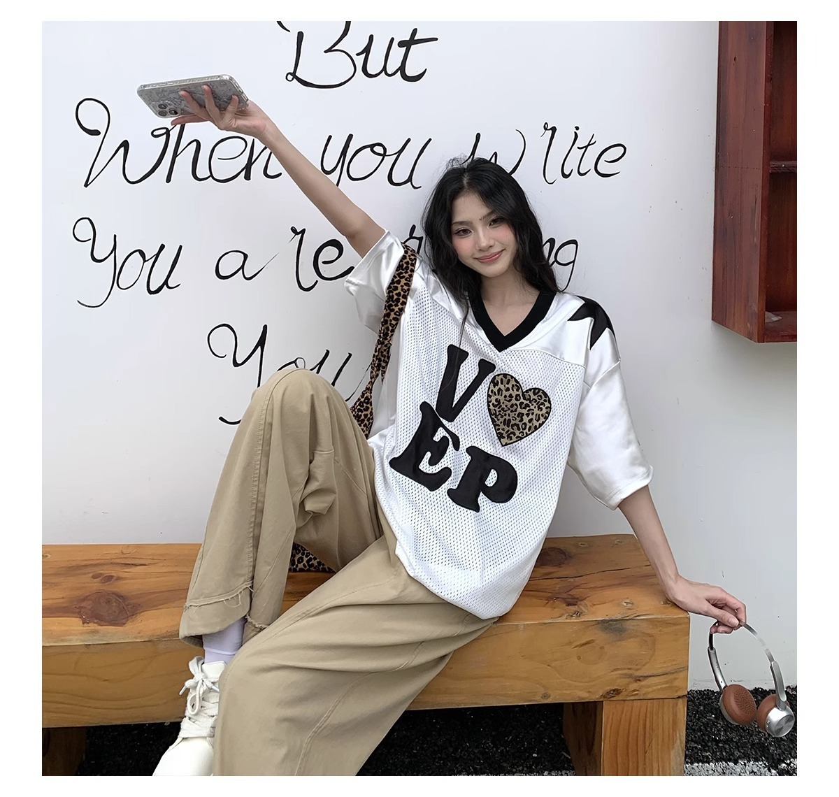 High Street American Leopard Print Summer Heart-shaped Short-sleeve New T-shirt For Men And Women, INS Korean Style_viptrois.com