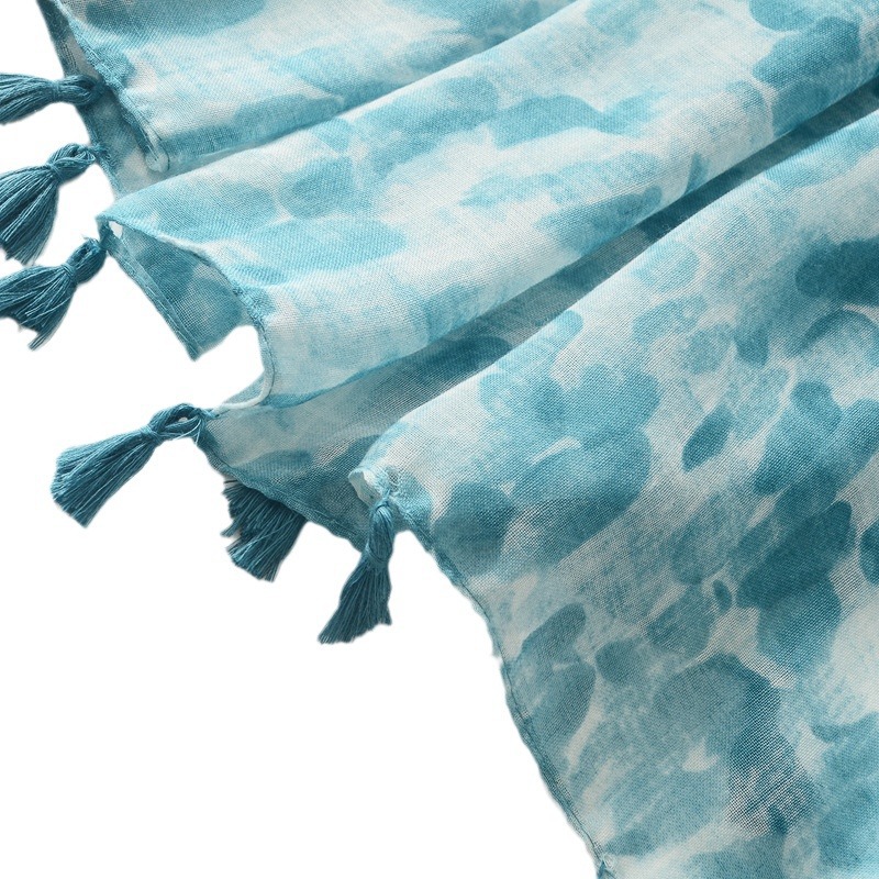 Hilo de seda estilo coreano impreso borla larga bufanda simple todo partido bufanda caliente chal algodón y lino sensación Toalla de playa
