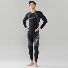 专业潜水服加厚3mm保暖连体长袖男款大码防晒防寒游泳水母冲浪衣
