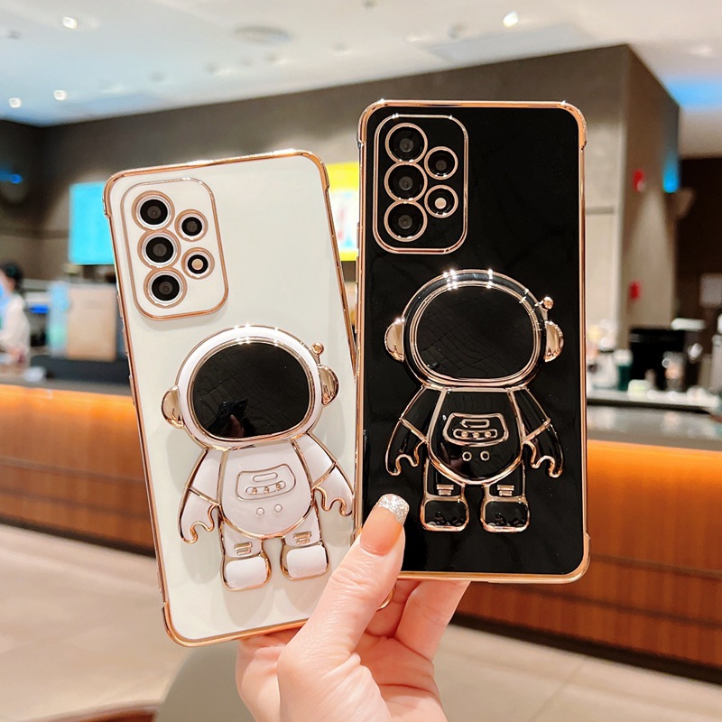 Electroplated Heart Phone Case For Samsung S26u With Astronaut Stand_voghion.com