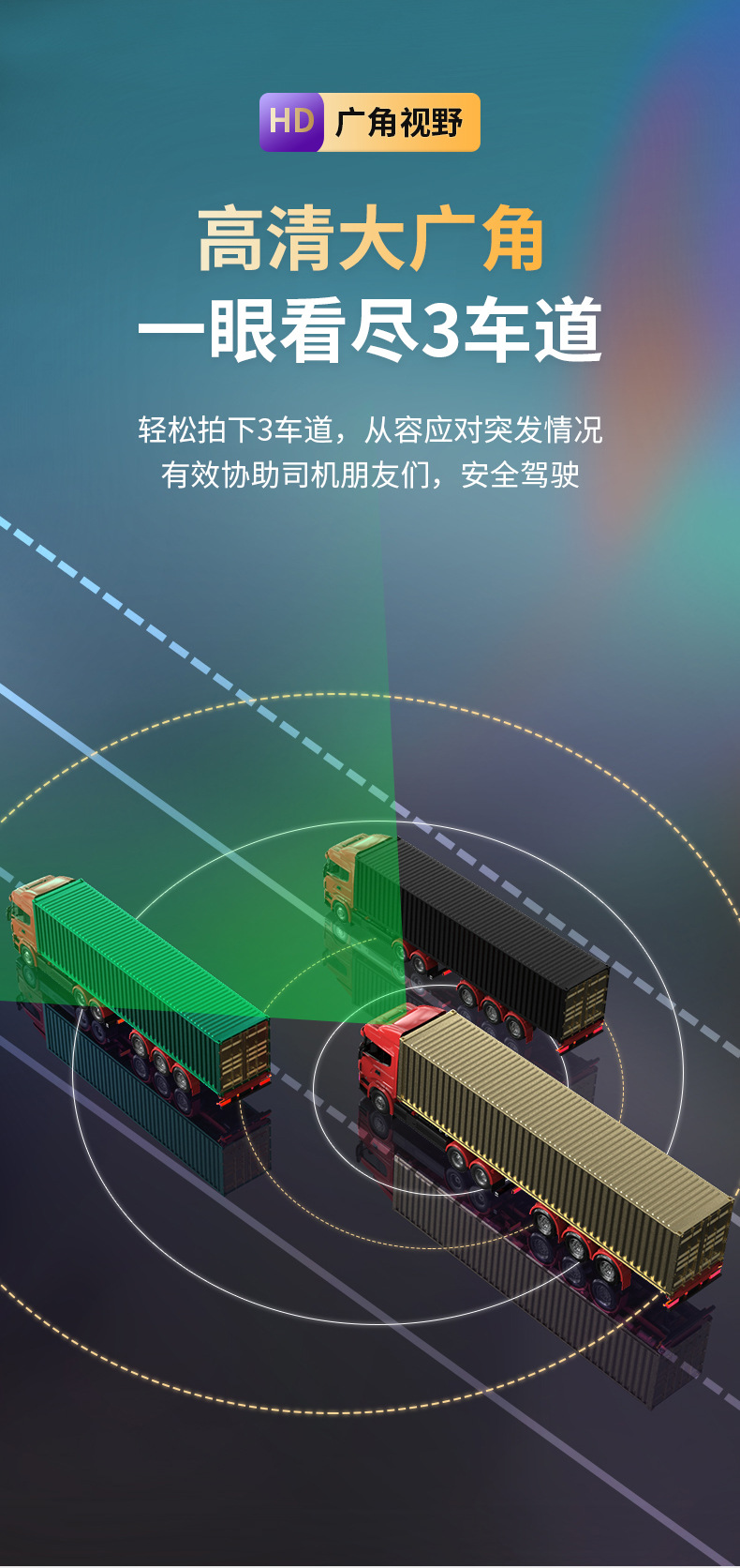 Ultra-clear 1080p truck driving recorder HD driving double lens front and rear double road cart reversing image