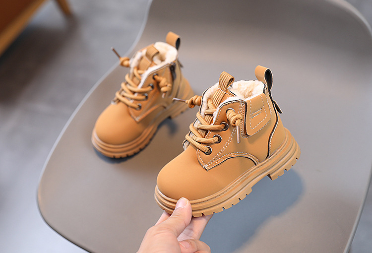 Bottes Martin chaudes pour enfants 2024 pour hommes, automne et hiver, nouveau style, courtes pour filles avec velours, cuir épais, bottes pour bébé_voghion.com
