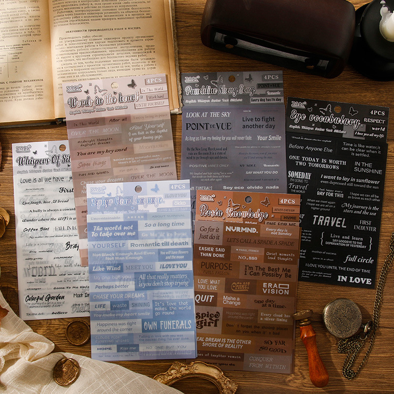 Serie de susurros en inglés Serie de sal Frases creativas en inglés Pet Libro de mano en inglés Material de decoración Pegatinas Pegatinas Transfronterizo