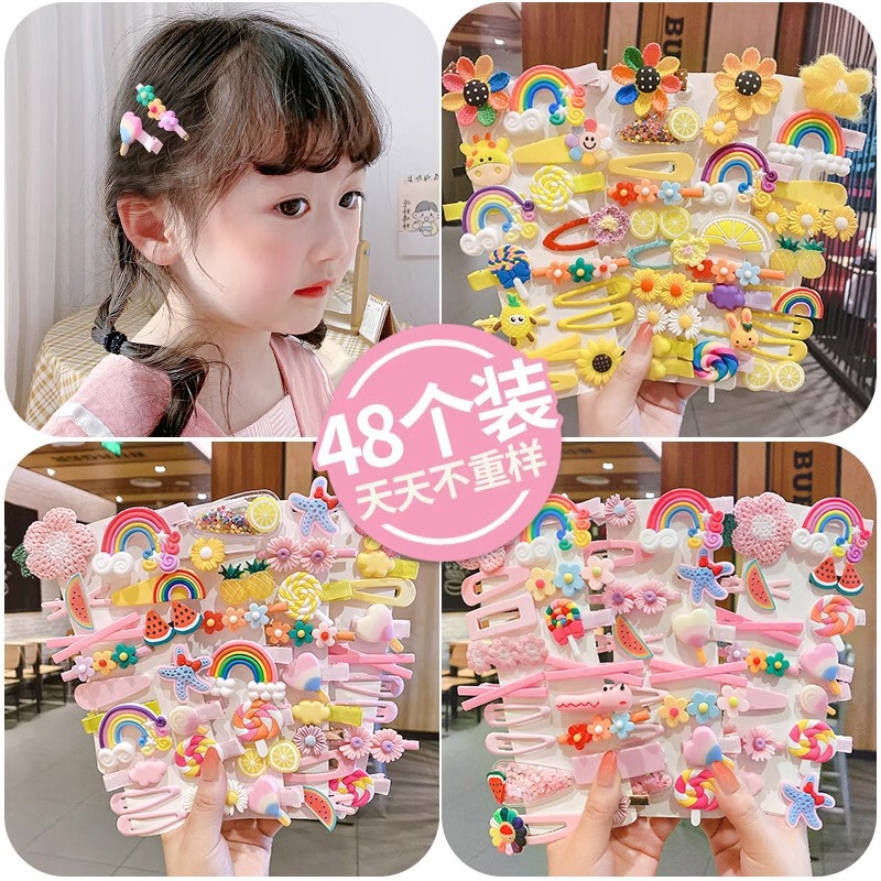 レインボー子供のヘアピンインターネット有名人 2025 新しい帽子漫画女の子のヘアピンかわいい女の子前髪ヘアアクセサリー|undefined