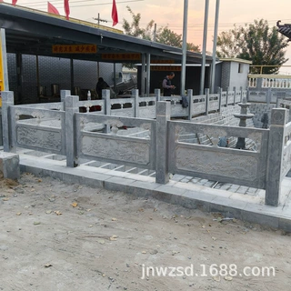 寺庙石材栏杆雕刻厂河道石头护栏制作价格墓地石雕围栏图物美价廉