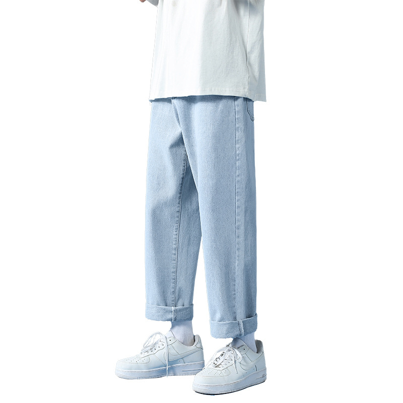 Jeans para hombres 2023 Nuevos pantalones casuales rectos sueltos Pantalones anchos pantalones cortos delgados de otoño para hombres