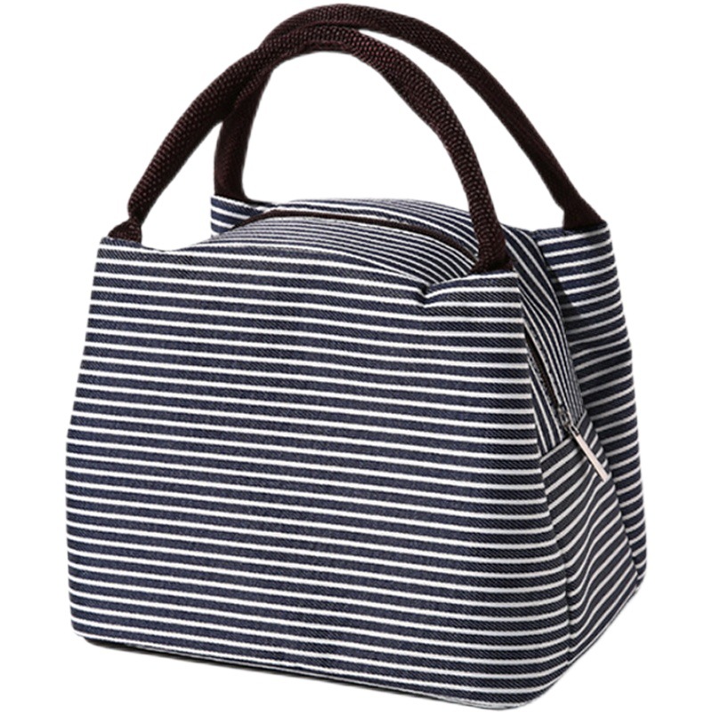 Bolsa de almuerzo a rayas bolsa de aluminio portátil aislado bolsa de almuerzo transfronterizo de una pieza bolsa de almuerzo caja de almuerzo bolsa de almacenamiento