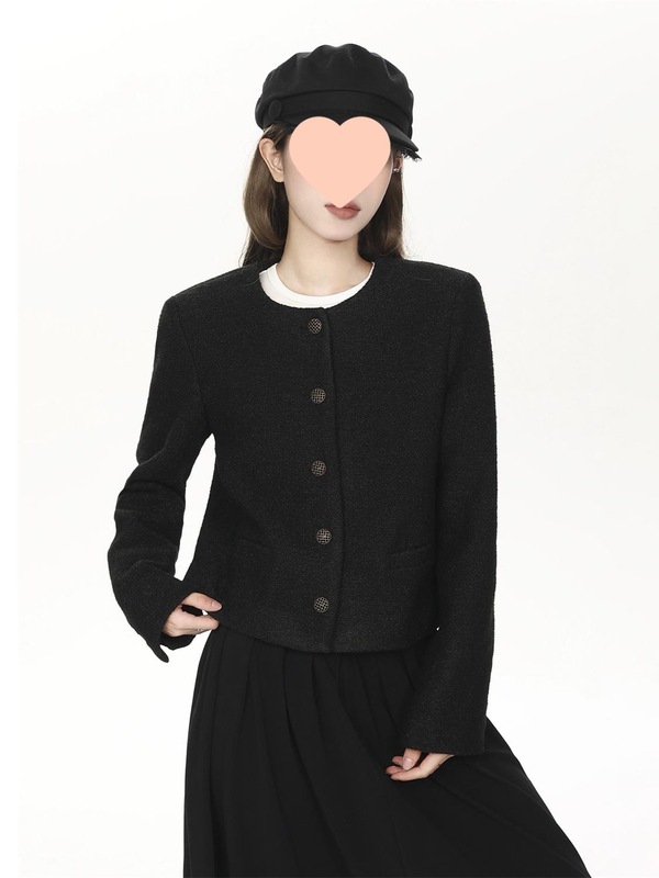 春季小香风外套女黑色毛感宽松休闲2025新款设计感法式上衣|undefined