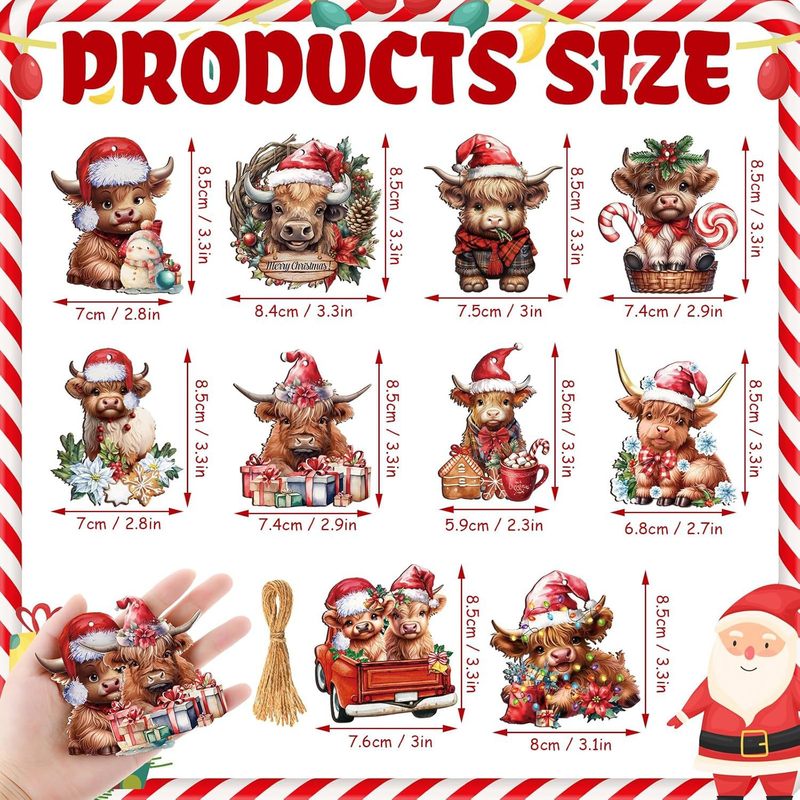 40ピースクリスマス装饰セットクリスマス牛クリスマス马ハイランド乳牛木制装饰クリスマスツリーペンダント|undefined