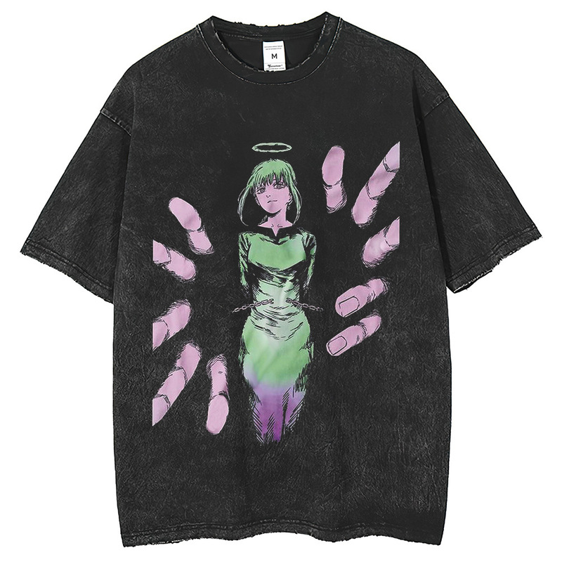 Chainsaw Man Anime Marchma Direct Printing Figure Short-sleeved T-shirt Men's and Women's Summer High Street Tee Chainsaw Man Anime Marchma Direct Printing Figure Short-sleeved T-shirt Men's and Women's Summer High Street Tee