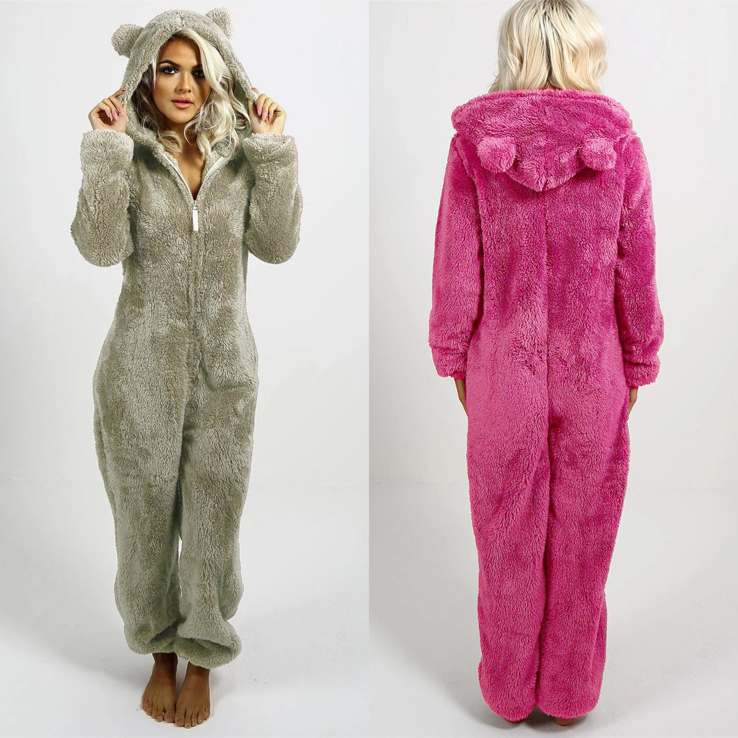2024 nuevo estilo europeo y americano otoño e invierno ropa de mujer comercio exterior transfronterizo más mono de lana gruesa de terciopelo pantalones casuales con capucha image 3