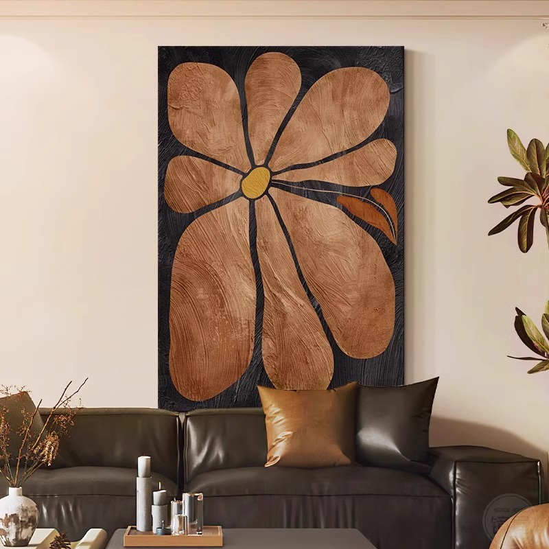 French Retro Living Room Decorative Painting Abstract Hanging Painting Art Mural High-End Mid-Century Style Sofa Background Wall Hanging Painting