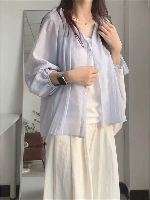 高质量多巴胺防晒衬衫女夏薄款设计感休闲宽松外套慵懒风跨境批发|undefined