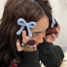 糖果色毛线蝴蝶结飘带发夹可爱甜美软妹碎发刘海夹边夹儿童发饰女