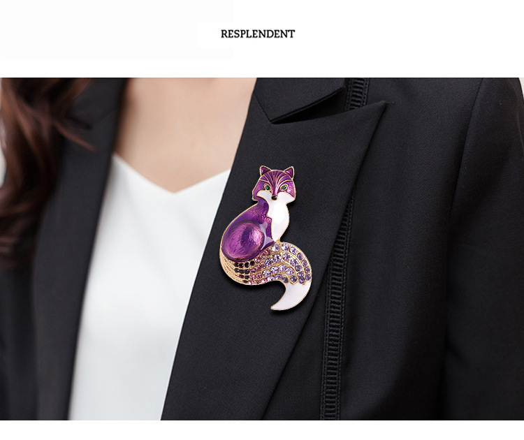 Elegant, Cute Style Elegant Cute Pin Fox Alloy Plating Inlay Rhinestones Women's Brooches